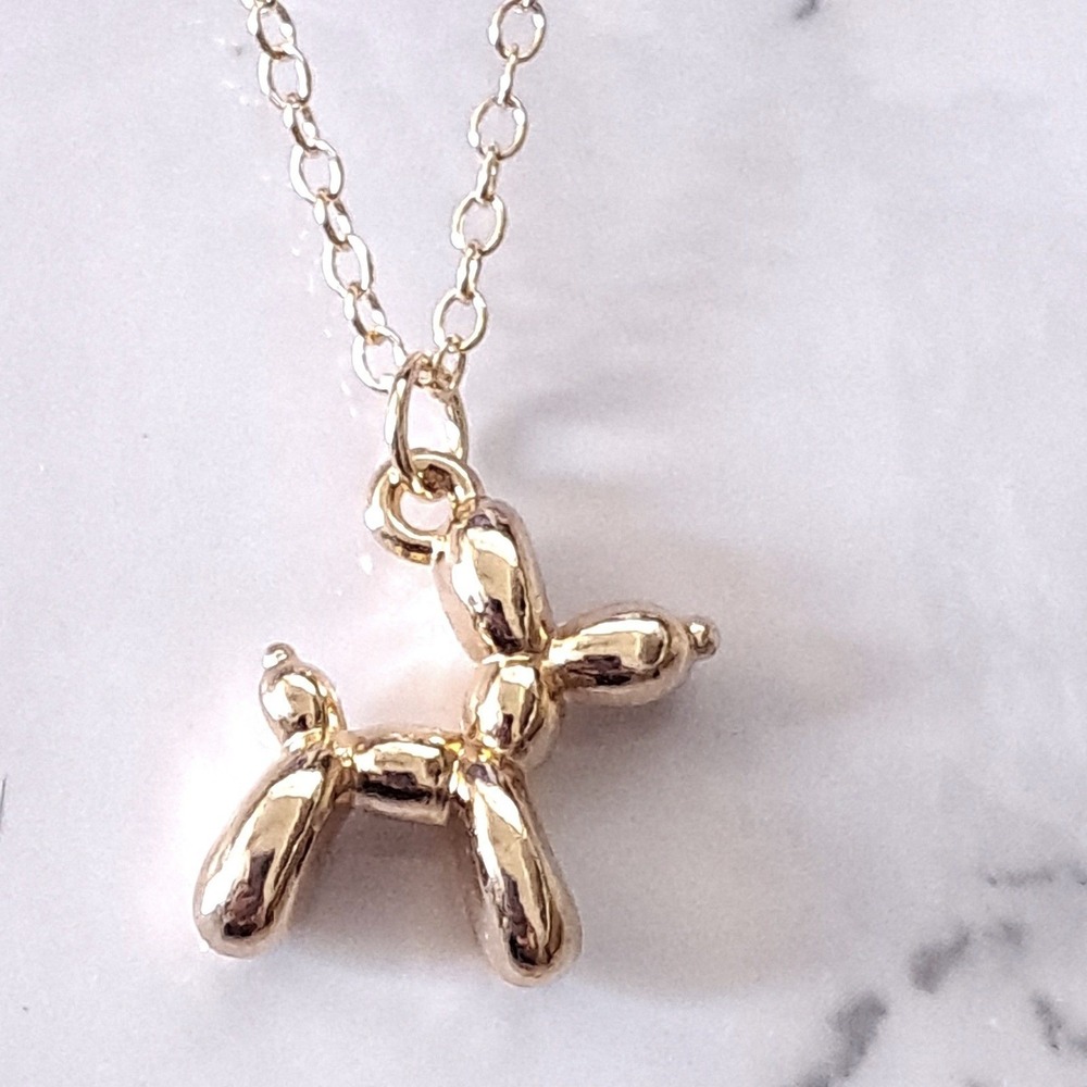NEW Balloon Dog Necklace Womens Gold Tone Pop Art Kitsch Whimsical Gift Boutique